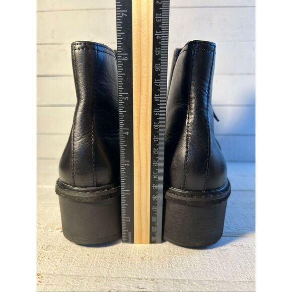 Clarks Black Leather Ankle Boots Women’s 8.5 EU39.5 Wedge Comfort Shoes - Picture 5 of 8